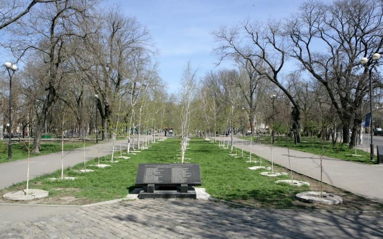 сквер, деревья, памятник, Прохоровский сквер