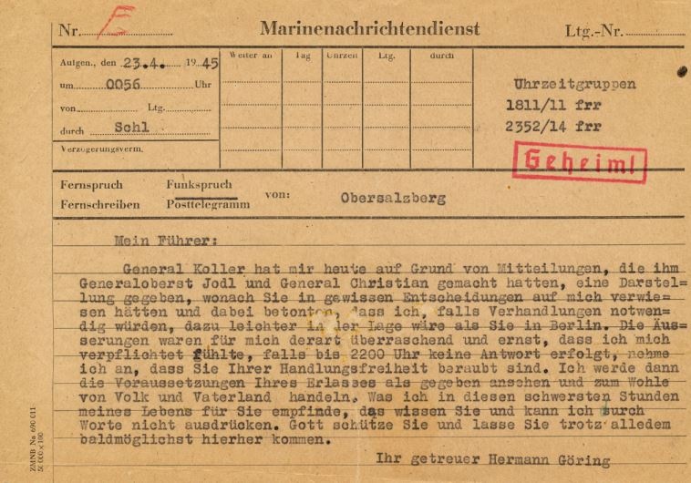 Телеграмму, которая довела Гитлера до самоубийства, продали на аукционе