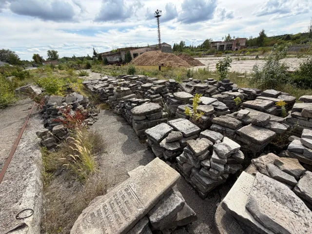 Jewish gravestones being moved in Kovel