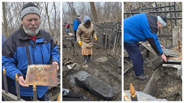 На понівеченому російським ударом єврейському кладовищі у Харкові провели прибирання — ФОТО